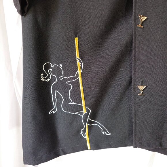 Vintage Casino Wear All Stars Black Shirt With Pole Dancer Applique XXL - Picture 4 of 7